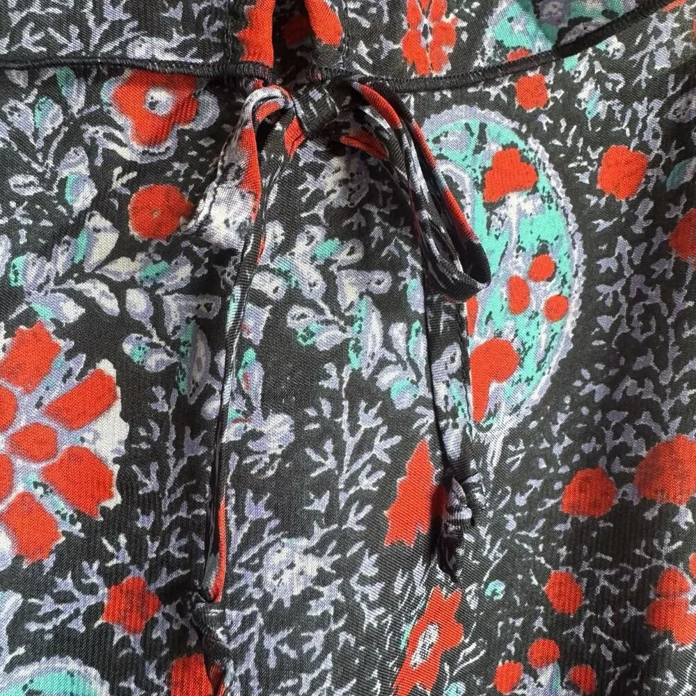 NEW Y2K American Eagle Paisley Midi Dress L Boho Fairy sun dress Pockets ruffle - Picture 14 of 16